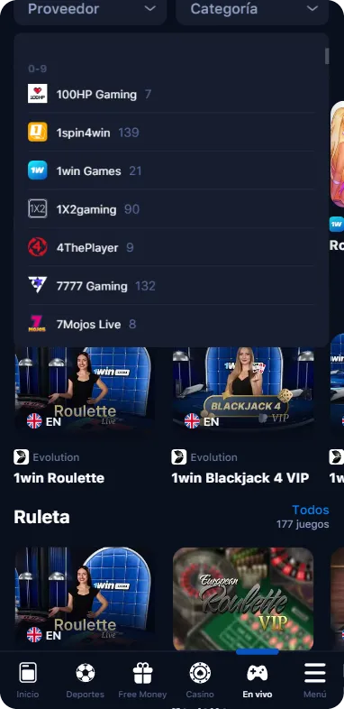 1win app en vivo